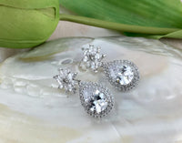 Bridal Cubic Zirconia Earrings Flower | Fashion Jewellery Outlet | Fashion Jewellery Outlet