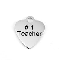 Number 1 Teacher Laser Engraved Charm | Fashion Jewellery Outlet | Fashion Jewellery Outlet