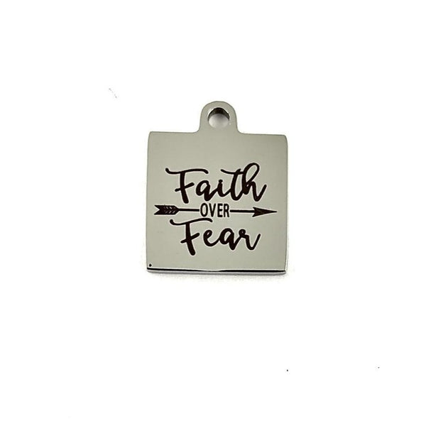 Faith Over Fear Laser Engraved Steel Charm | Fashion Jewellery Outlet | Fashion Jewellery Outlet