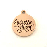 Lacrosse Mom Stainless Steel Round Charm  | Fashion Jewellery Outlet | Fashion Jewellery Outlet
