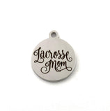 Lacrosse Mom Stainless Steel Round Charm  | Fashion Jewellery Outlet | Fashion Jewellery Outlet