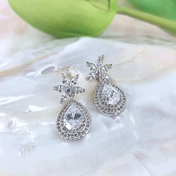 Silver Bridal Cubic Zirconia Earrings | Fashion Jewellery Outlet | Fashion Jewellery Outlet