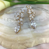 Bridal Gold Cubic Zirconia Earrings | Fashion Jewellery Outlet | Fashion Jewellery Outlet