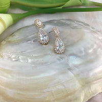 Cubic Zirconia Bridal Earrings, 18K Plated | Fashion Jewellery Outlet | Fashion Jewellery Outlet