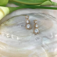 Cubic Zirconia Bridal Earrings, 18K Plated | Fashion Jewellery Outlet | Fashion Jewellery Outlet