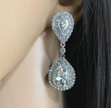 Crystal Double Teardrop Earrings, Silver | Fashion Jewellery Outlet | Fashion Jewellery Outlet