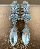 Crystal Baguette Marquise Earrings, Silver | Fashion Jewellery Outlet | Fashion Jewellery Outlet