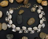 Crystal Bracelet Elegant Leaf Shape Gold | Fashion Jewellery Outlet | Fashion Jewellery Outlet