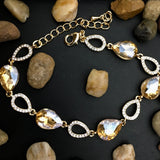 Crystal Teardrop Shape Gold Bridal Bracelet | Fashion Jewellery Outlet | Fashion Jewellery Outlet