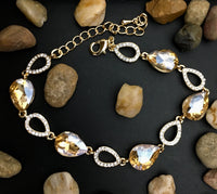 Crystal Teardrop Shape Gold Bridal Bracelet | Fashion Jewellery Outlet | Fashion Jewellery Outlet