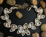Floral Designer Champagne Stone Bridal Bracelet | Fashion Jewellery Outlet | Fashion Jewellery Outlet