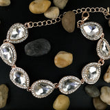 Crystal Bracelet Teardrop Shape Rose Gold | Fashion Jewellery Outlet | Fashion Jewellery Outlet