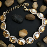 Fancy Oval Gold with Gold Bridal Bracelet | Fashion Jewellery Outlet | Fashion Jewellery Outlet