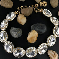 Crystal Oval Shape Gold Bridal Bracelet | Fashion Jewellery Outlet | Fashion Jewellery Outlet