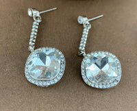 Crystal Earrings Diamond shape, Silver | Fashion Jewellery Outlet | Fashion Jewellery Outlet