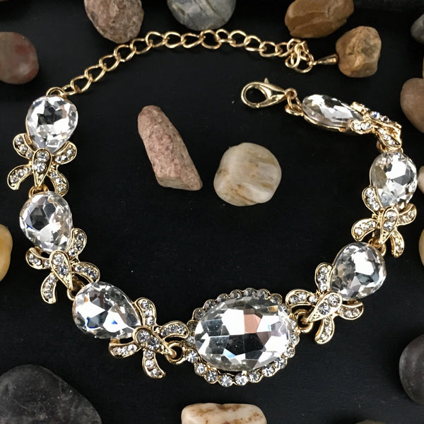 Crystal Fancy Oval Shape Bridal Bracelet | Fashion Jewellery Outlet | Fashion Jewellery Outlet