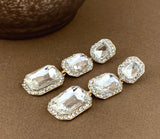 Crystal Princess Cut Earrings, Gold | Fashion Jewellery Outlet | Fashion Jewellery Outlet