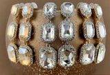 Crystal Princess Cut Earrings, Gold | Fashion Jewellery Outlet | Fashion Jewellery Outlet
