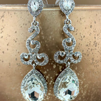 Crystal Teardrop Earrings, Silver | Fashion Jewellery Outlet | Fashion Jewellery Outlet