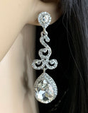 Crystal Teardrop Earrings, Silver | Fashion Jewellery Outlet | Fashion Jewellery Outlet