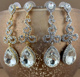 Crystal Teardrop Earrings, Gold | Fashion Jewellery Outlet | Fashion Jewellery Outlet