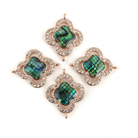 Clover Shape CZ Pave Connector, Rose Gold | Fashion Jewellery Outlet | Fashion Jewellery Outlet