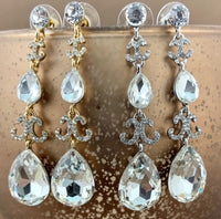 Crystal Designer Teardrop Earrings, Silver | Fashion Jewellery Outlet | Fashion Jewellery Outlet