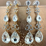 Crystal Designer Teardrop Earrings, Silver | Fashion Jewellery Outlet | Fashion Jewellery Outlet