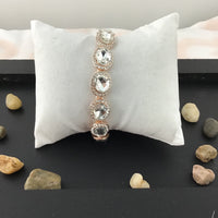 Crystal Oval Rose Gold Bridal Bracelet | Fashion Jewellery Outlet | Fashion Jewellery Outlet