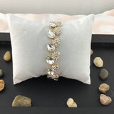 Crystal Bracelet Elegant Leaf Shape Gold | Fashion Jewellery Outlet | Fashion Jewellery Outlet
