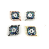 Clover Shape Evil Eye CZ Pave Connector | Fashion Jewellery Outlet | Fashion Jewellery Outlet