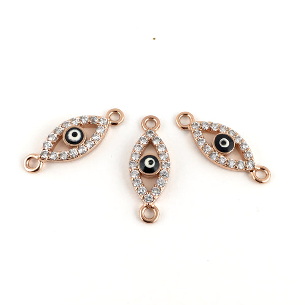 Evil Eye CZ Pave Connector, Rose Gold | Fashion Jewellery Outlet | Fashion Jewellery Outlet