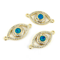 Abalone Open Evil Eye CZ Pave Connector Gold| Fashion Jewellery Outlet | Fashion Jewellery Outlet