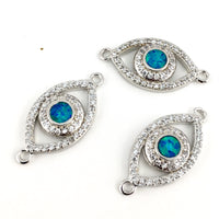 Abalone Open Evileye CZ Pave Connector Silver|Fashion Jewellery Outlet | Fashion Jewellery Outlet
