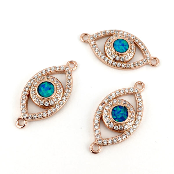 Open Evil Eye CZ Pave Connector Rose Gold | Fashion Jewellery Outlet | Fashion Jewellery Outlet