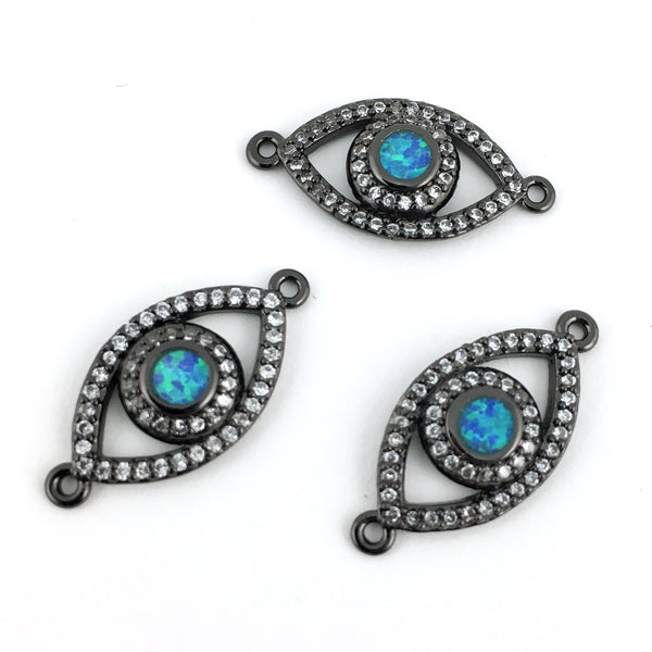 Abalone Evil Eye CZ Pave Connector Gunmetal | Fashion Jewellery Outlet | Fashion Jewellery Outlet