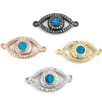 Abalone Open Evil Eye CZ Pave Connector Gold| Fashion Jewellery Outlet | Fashion Jewellery Outlet