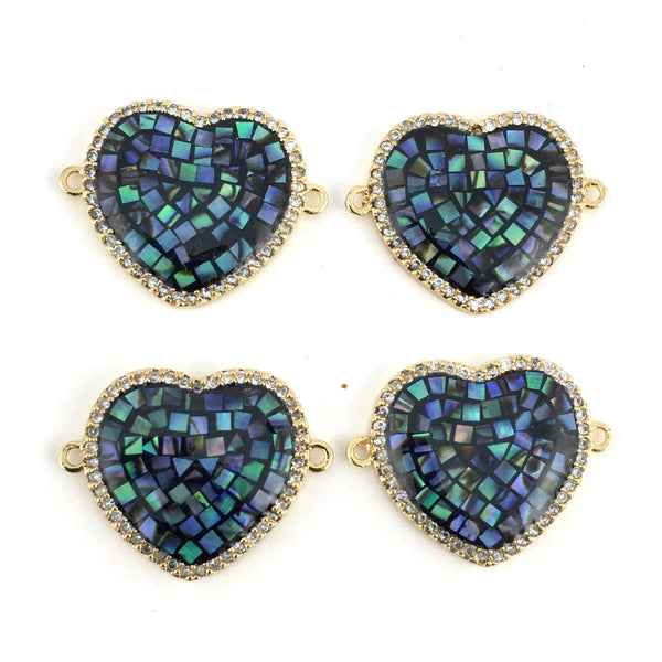 Heart Shape Gold CZ Pave Connector | Fashion Jewellery Outlet | Fashion Jewellery Outlet