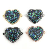Heart Shape CZ Pave Connector, Silver | Fashion Jewellery Outlet | Fashion Jewellery Outlet