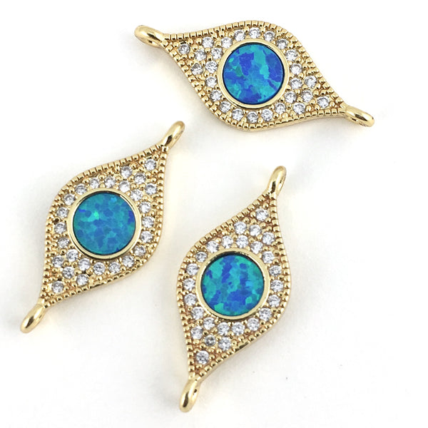 Abalone Evil Eye CZ Gold Pave Connector | Fashion Jewellery Outlet | Fashion Jewellery Outlet
