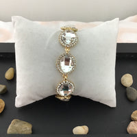 Crystal Almond Shape Gold Bridal Bracelet | Fashion Jewellery Outlet | Fashion Jewellery Outlet