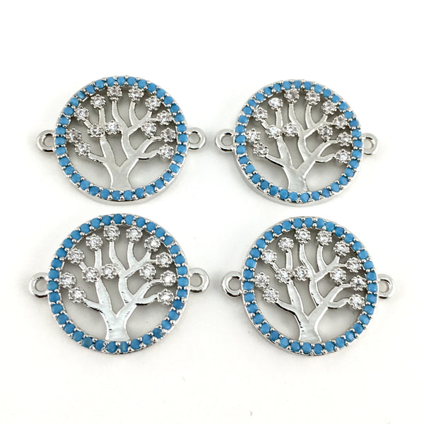 Silver Tree of Life CZ Pave Connector | Fashion Jewellery Outlet | Fashion Jewellery Outlet