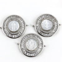 Mother Mary Baguette CZ Pave Connector Silver | Fashion Jewellery Outlet | Fashion Jewellery Outlet