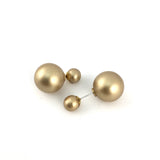 Double Sided Pearl Stud Earrings, Taupe | Fashion Jewellery Outlet | Fashion Jewellery Outlet
