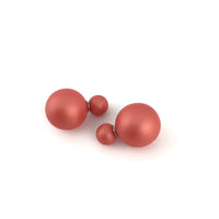 Double Sided Pearl Stud Earrings, Red | Fashion Jewellery Outlet | Fashion Jewellery Outlet