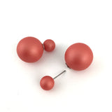 Double Sided Pearl Stud Earrings, Red | Fashion Jewellery Outlet | Fashion Jewellery Outlet