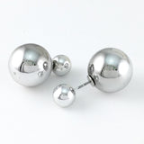 Double Sided Pearl Stud Earrings, Silver | Fashion Jewellery Outlet | Fashion Jewellery Outlet