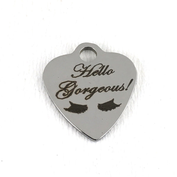 Hello Gorgeous Engraved Heart Charm | Fashion Jewellery Outlet | Fashion Jewellery Outlet