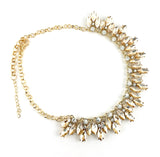 Elegant Crystal Necklace Big Stones, Gold | Fashion Jewellery Outlet | Fashion Jewellery Outlet