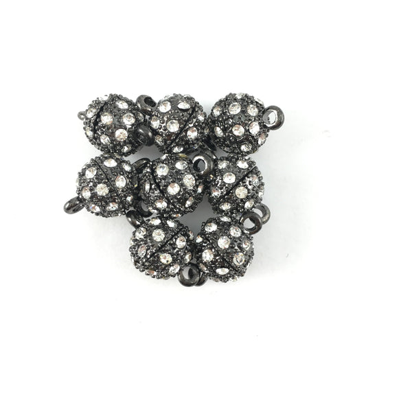 14mm CZ Magnet Jewelry Locks 2 Sets, Gunmetal | Fashion Jewellery Outlet | Fashion Jewellery Outlet